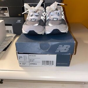 New Balance Kids' Grey and White Sneakers